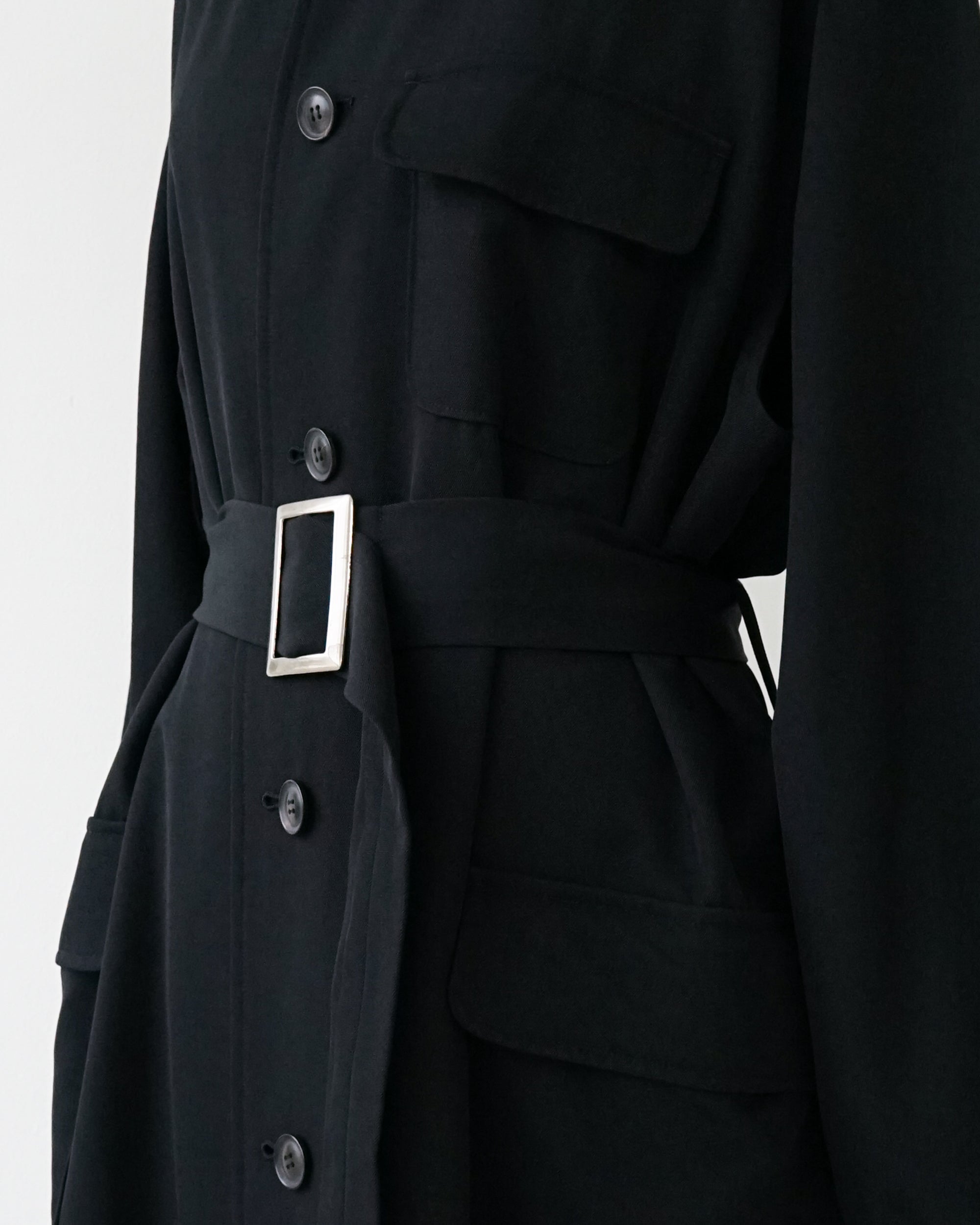 〈Yohji Yamamoto〉Wool Gabardine Belted Coat