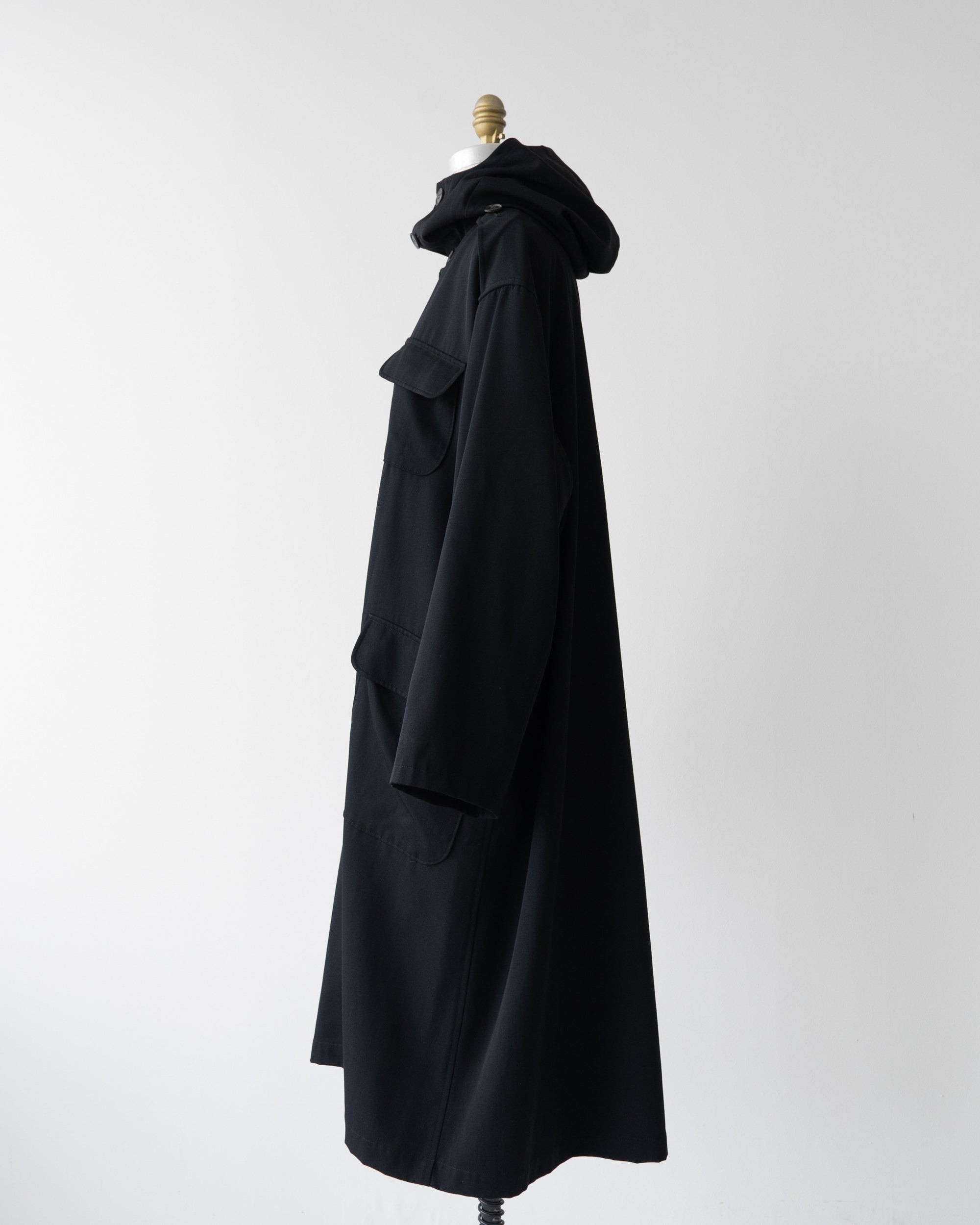 〈Yohji Yamamoto〉Wool Gabardine Hooded Coat