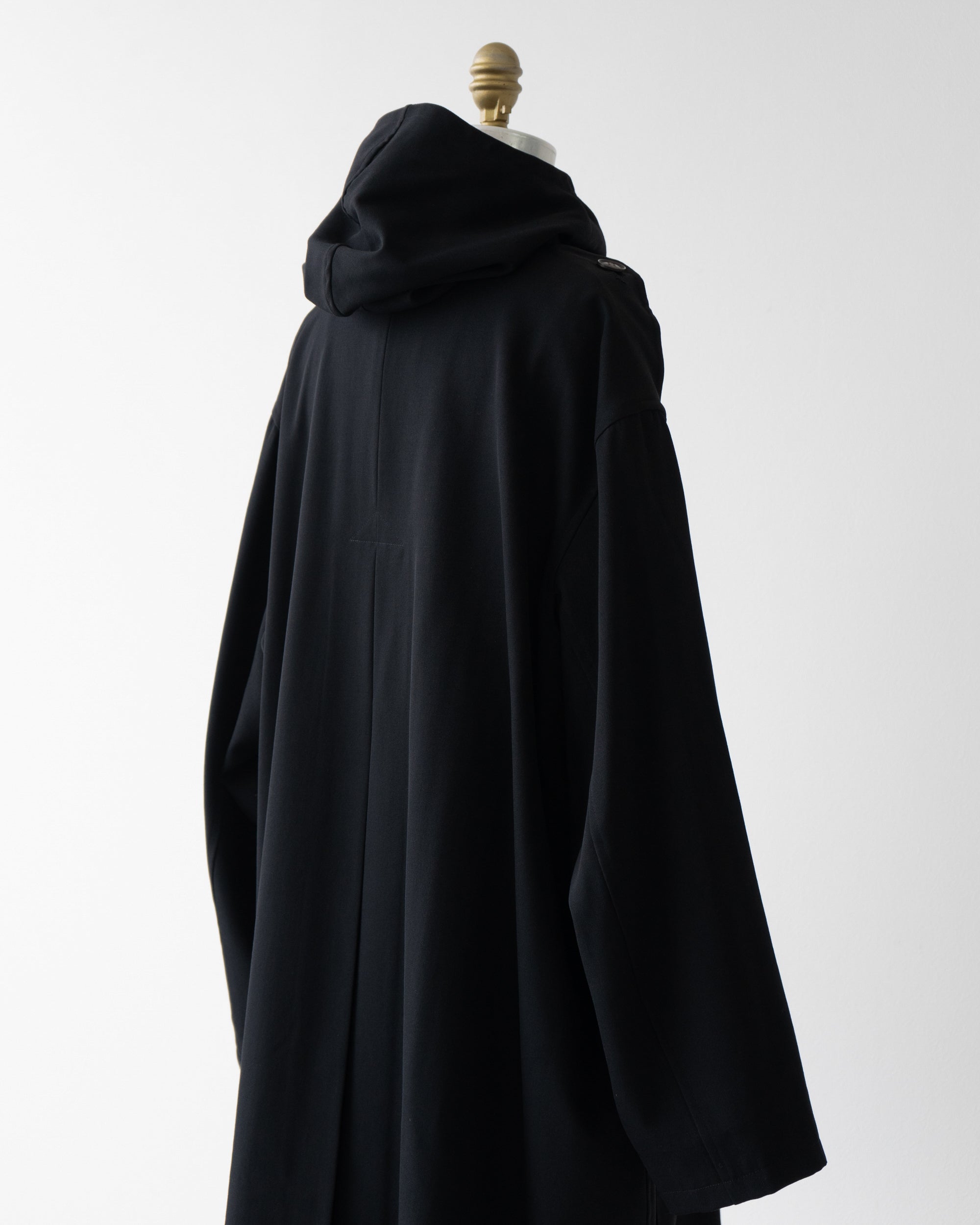 〈Yohji Yamamoto〉Wool Gabardine Hooded Coat